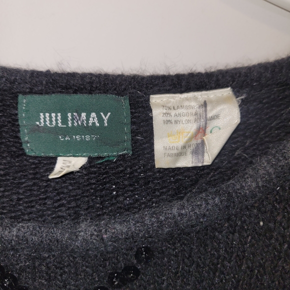 Julimay Beaded Angora Lambswool Sweater Black Embellished Knit M - Picture 6 of 7